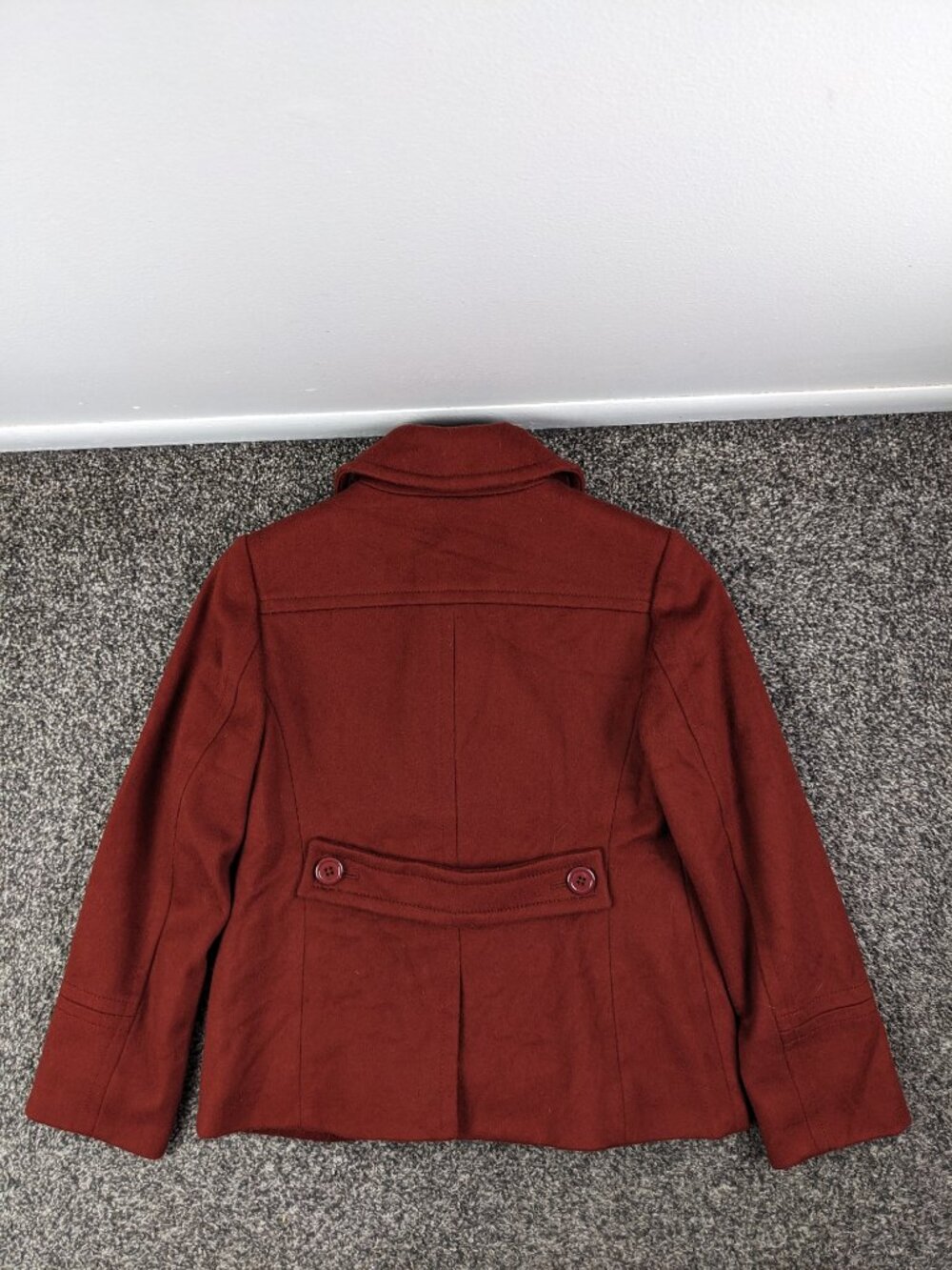 J Crew Pea Coat Wool Nello Gori Double Breasted Rust Henna Red Sz P2 Petite 2 - Picture 6 of 13